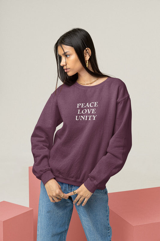 Peace Love Unity Crewneck Sweatshirt or Heavy Blend Hoodie